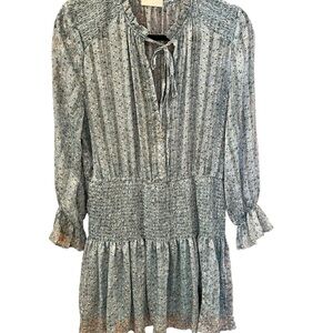 Q2 Shirred Skirt Mini Dress w/Keyhole Detail, Size M, Turquoise, Romanti…